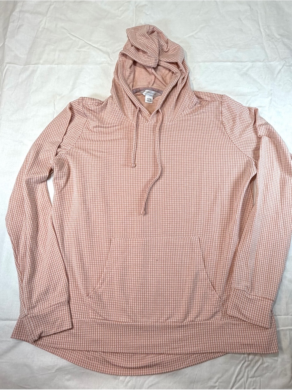 Weatherproof Vintage Waffle-Knit Hoodie in Peach
